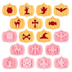 9Pcs 3D Cutters Halloween Pumpkin Biscuit Mould Fondant Baking Tool Baking Molds DIY Hand Press Biscuit Stamp-0