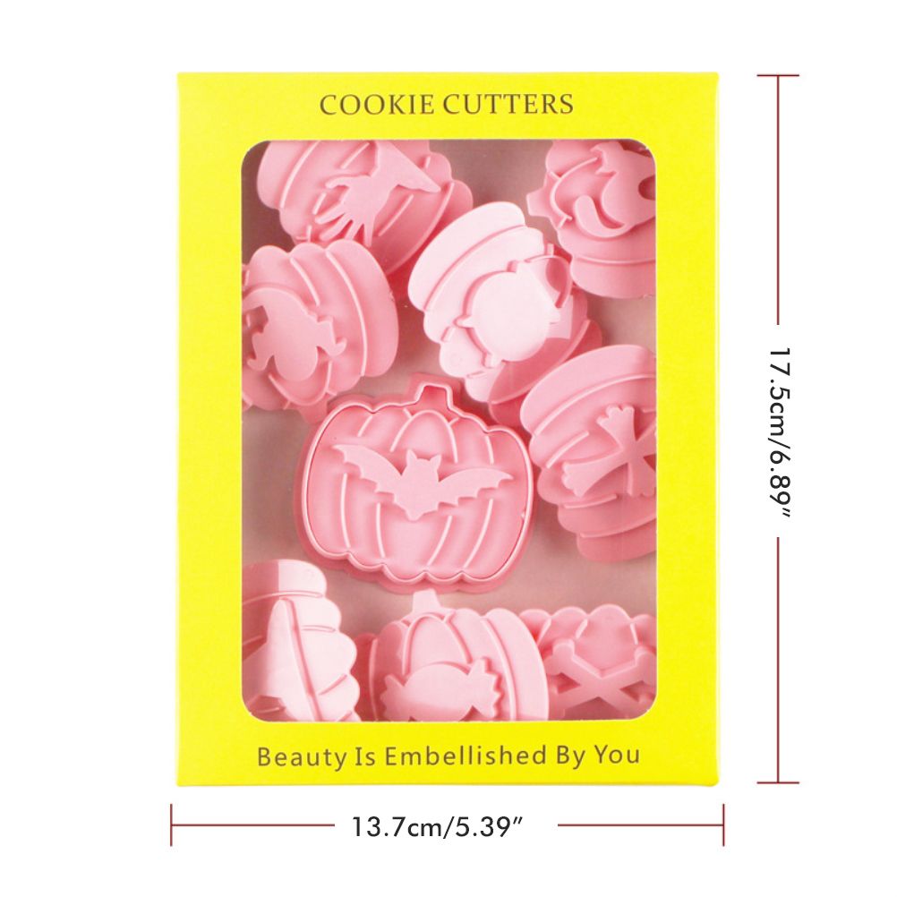 9Pcs 3D Cutters Halloween Pumpkin Biscuit Mould Fondant Baking Tool Baking Molds DIY Hand Press Biscuit Stamp-2