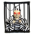 Halloween Scary Screaming Animated Skeleton Cage Prisoner with Light Up Eyes Haunted House Props Halloween Party Decorations-0