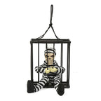 Halloween Scary Screaming Animated Skeleton Cage Prisoner with Light Up Eyes Haunted House Props Halloween Party Decorations-1