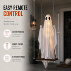 Swinging Ghost Halloween Porch Decoration, Spooky Hanging Decor for Outdoor Holiday Displays (white)-1