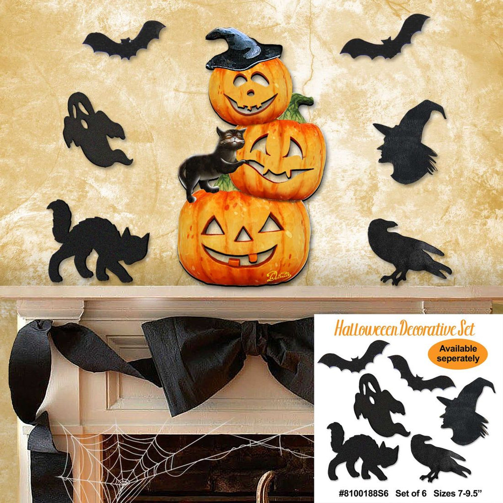 Scary Stacking Pumpkins Halloween Door Decor by G. DeBrekht - Thanksgiving Halloween Decor - 8158415H-1