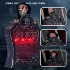 Glowing Halloween Tombstone with Red Light Skull-3