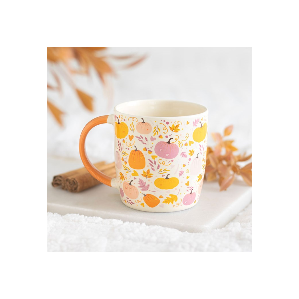Pink and Orange Pumpkin Print Mug-3