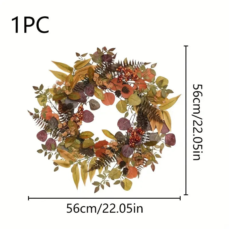 Autumn Glow: LED Light Wreath with Artificial Foliage-1