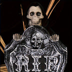 Glowing Halloween Tombstone with Red Light Skull-1