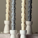 Hand Poured Soy Wax Skull Taper Candle: Halloween Decor-1