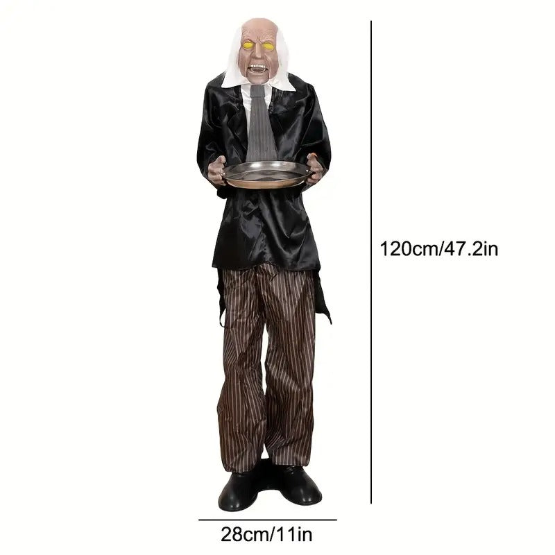Halloween Butler Skeleton With Tray-3